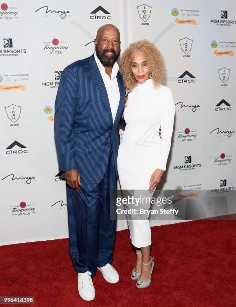 Former NBA player and coach Mike Woodson and wife Terri Woodson attend the 5th Anniversary gala for the Coach Woodson Invitational presented by MGM...