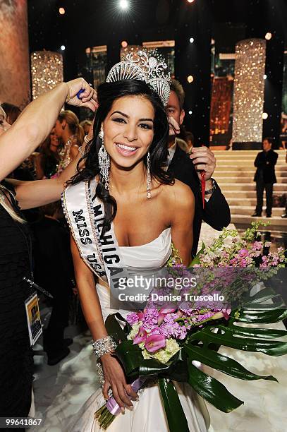 Miss Michigan Rima Fakih wins the 2010 Miss USA Pageant at Planet Hollywood Casino Resort on May 16, 2010 in Las Vegas, Nevada.