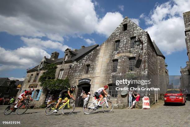 Toms Skujins of Latvia and Team Trek Segafredo, Lilian Calmejane of France and Team Direct Energie and Nicolas Edet of France and Team Cofidis ride...