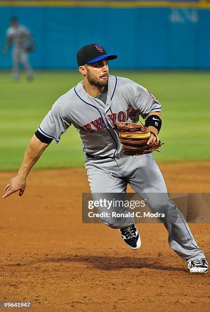 David Wright of the New York Mets keeps his eye on the ball during a MLB game against the Florida Marlins in Sun Life Stadium on May 14, 2010 in...