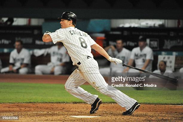 Chris Coghlan of the Florida Marlins bats during a MLB game against the New York Mets in Sun Life Stadium on May 13, 2010 in Miami, Florida.
