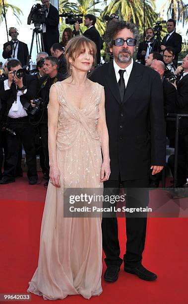 Cannes President Tim Burton and Actress Isabelle Huppert attends "Biutiful" Premiere at the Palais des Festivals during the 63rd Annual Cannes Film...