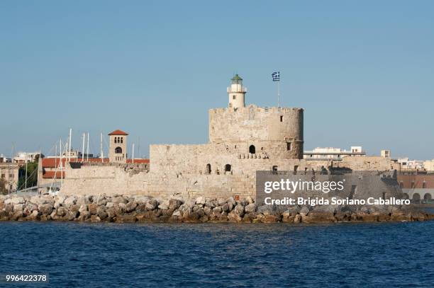 saint nicholas fort, rhodes, greece - saint nicholas imagens e fotografias de stock