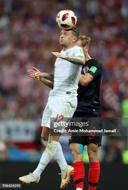 Kieran Trippier of England in action during the 2018 FIFA World Cup Russia Semi Final match between England and Croatia at Luzhniki Stadium on July...