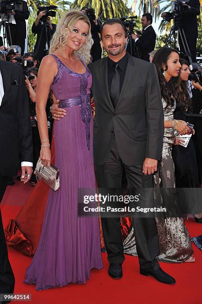 French former tennis player Henri Leconte and his wife Florentine attends "Biutiful" Premiere at the Palais des Festivals during the 63rd Annual...