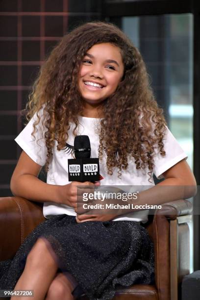 Actress McKenna Roberts visits Build to discuss the film "Skyscraper" at Build Studio on July 11, 2018 in New York City.