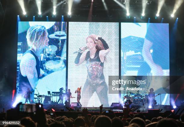 Colombian singer Shakira performs at Vodafone Park as part of her 6th world tour 'El Dorado' in Istanbul, Turkey on July 11, 2018.