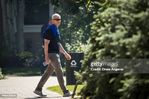 Tim Cook, chief executive officer of Apple, attends the annual Allen & Company Sun Valley Conference, July 11, 2018 in Sun Valley, Idaho. Every July,...