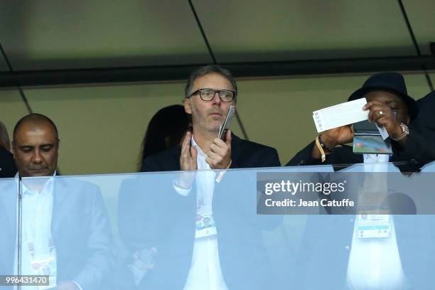 Laurent Blanc attends the 2018 FIFA World Cup Russia Semi Final match between England and Croatia at Luzhniki Stadium on July 11, 2018 in Moscow,...