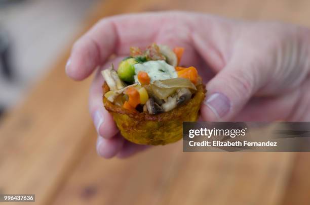 patacon with vegetables - cultura venezolana fotografías e imágenes de stock