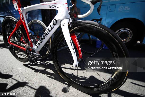 Start / Michal Kwiatkowski of Poland and Team Sky / Wheel / Pinarello Bike / Detail View / during stage five of the 105th Tour de France 2018, a...
