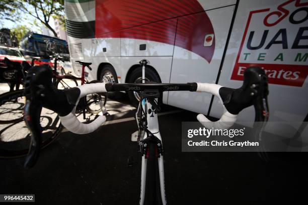 Start / Alexander Kristoff of Norway and UAE Team Emirates / Handlebars / Colnago Bike / Detail View / during stage five of the 105th Tour de France...