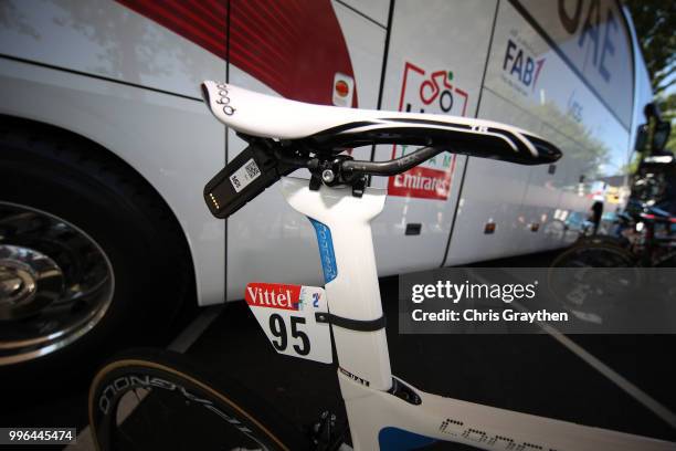 Start / Alexander Kristoff of Norway and UAE Team Emirates / Saddle / Colnago Bike / Detail View / during stage five of the 105th Tour de France...