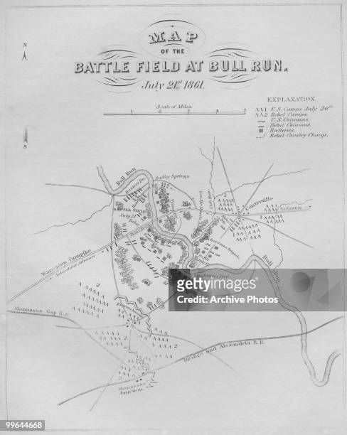 Map of the Battle field at Bull Run in Manassas, Virginia, 21 July 1861.