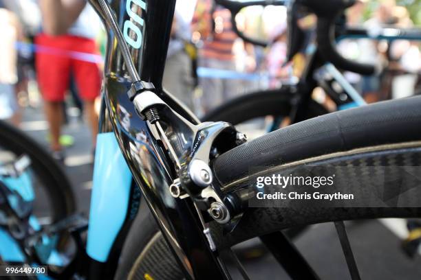 Start / Romain Bardet of France and Team AG2R La Mondiale / Durance Brake / Factor Bike / Detail View / during stage five of the 105th Tour de France...