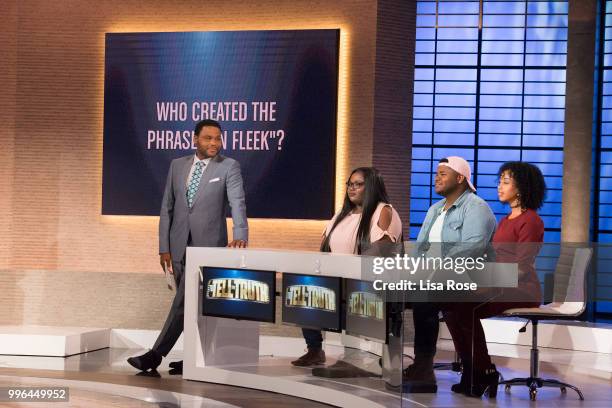 Joel McHale, Sasheer Zamata, Constance Zimmer and Paul Reubens make up the celebrity panel on "To Tell the Truth," Episode 304, airing SUNDAY, JULY...