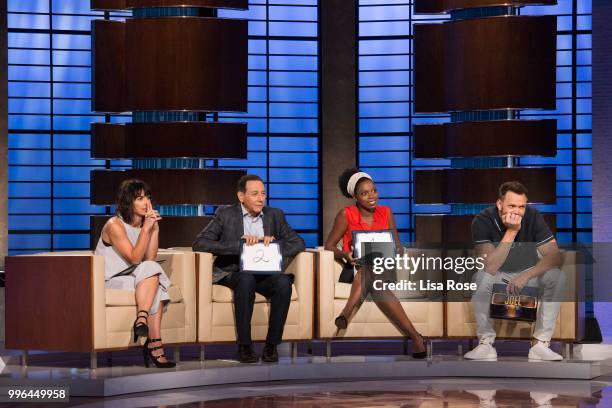 Joel McHale, Sasheer Zamata, Constance Zimmer and Paul Reubens make up the celebrity panel on "To Tell the Truth," Episode 304, airing SUNDAY, JULY...