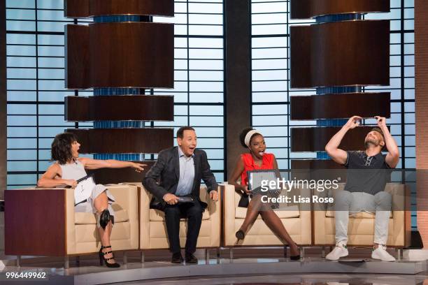 Joel McHale, Sasheer Zamata, Constance Zimmer and Paul Reubens make up the celebrity panel on "To Tell the Truth," Episode 304, airing SUNDAY, JULY...