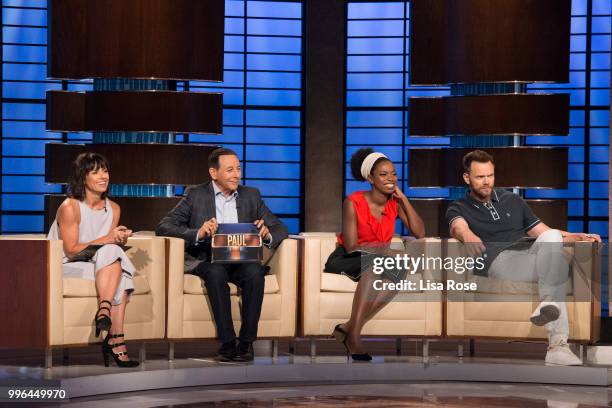 Joel McHale, Sasheer Zamata, Constance Zimmer and Paul Reubens make up the celebrity panel on "To Tell the Truth," Episode 304, airing SUNDAY, JULY...