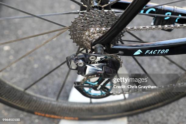 Start / Romain Bardet of France and Team AG2R La Mondiale / Durance Derailleur pulley / Cassete / Chain / Factor Bike / Detail View / during stage...