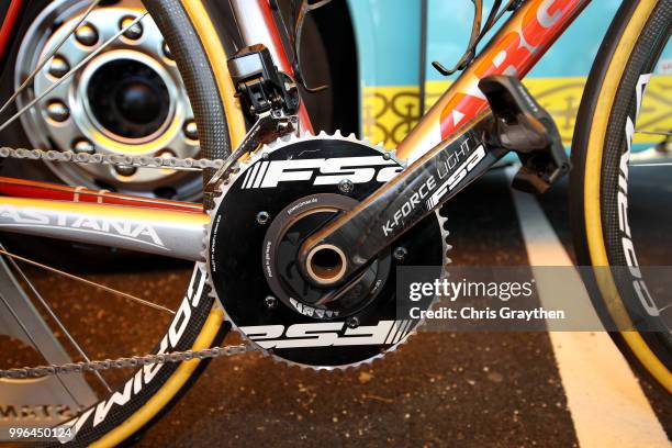 Start / Jakob Fuglsang of Denmark and Astana Pro Team / Power Max Crankset / Argon Bike / Detail View / during stage five of the 105th Tour de France...