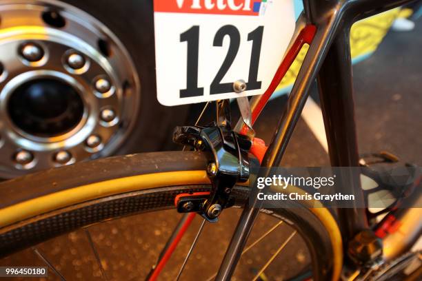 Start / Jakob Fuglsang of Denmark and Astana Pro Team / Brake / Argon Bike / Detail View / during stage five of the 105th Tour de France 2018, a...