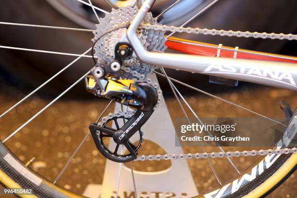 Start / Jakob Fuglsang of Denmark and Astana Pro Team / Cassete / Chain / Derailleur Pulley / Argon Bike / Detail View / during stage five of the...