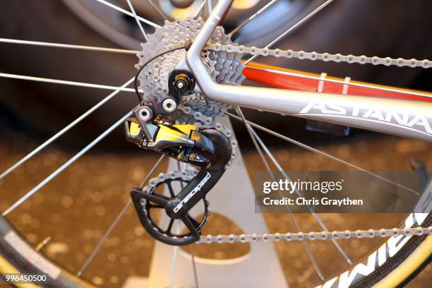 Start / Jakob Fuglsang of Denmark and Astana Pro Team / Cassete / Chain / Derailleur Pulley / Argon Bike / Detail View / during stage five of the...