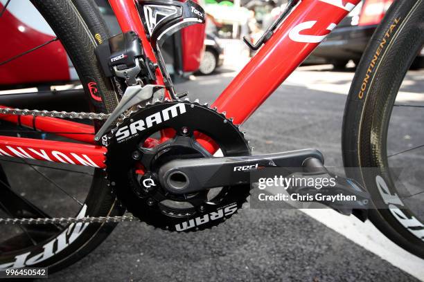 Start / Ilnur Zakarin of Russia and Team Katusha / SRAM Crankset / Pedal / Canyon Bike / Detail View / during stage five of the 105th Tour de France...