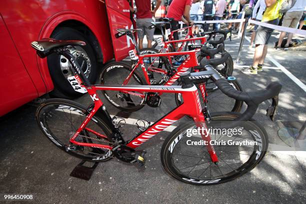 Start / Marcel Kittel of Germany and Team Katusha / Canyon Bike / Detail View / during stage five of the 105th Tour de France 2018, a 204,5km stage...