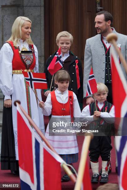 Crown Princess Mette-Marit of Norway, Princess Ingrid Alexandra of Norway, Marius Borg Hoiby, Prince Sverre Magnus of Norway and Crown Prince Haakon...
