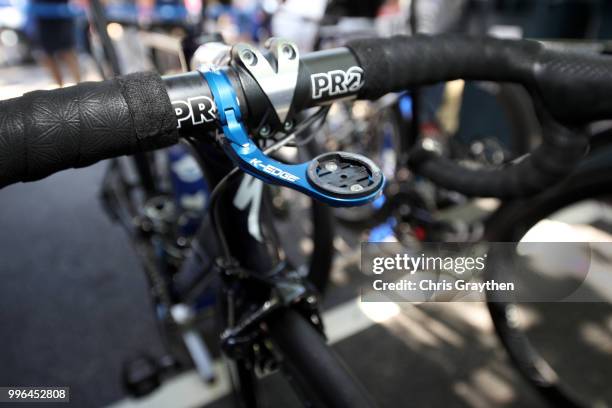 Start / Julian Alaphilippe of France and Team Quick-Step Floors / Stem / Power Meter Support / Specialized S-WORKS Bike / Detail View / during stage...