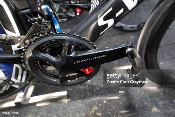 Start / Julian Alaphilippe of France and Team Quick-Step Floors / Durance Crankset / Specialized S-WORKS Bike / Detail View / during stage five of...