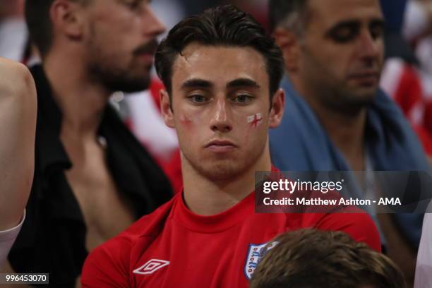 Dejected England fans at full time during the 2018 FIFA World Cup Russia Semi Final match between England and Croatia at Luzhniki Stadium on July 11,...