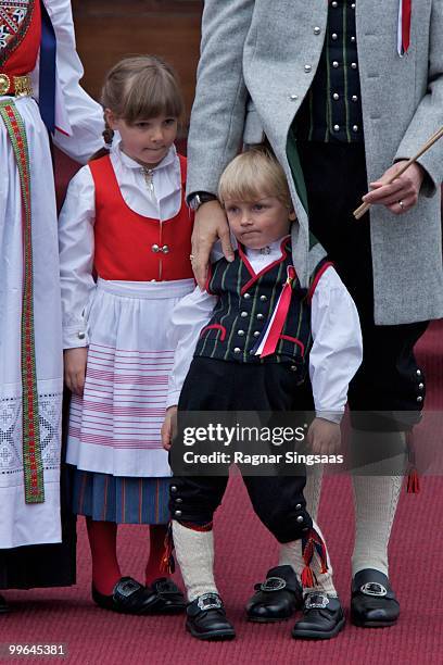 Princess Ingrid Alexandra of Norway and Prince Sverre Magnus of Norway attend The Children's Parade on May 17, 2010 in Asker, Norway.