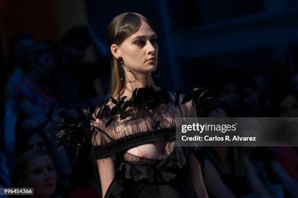 Model walks the runway during Juan Vidal show at Mercedes Benz Fashion Week Madrid Spring/ Summer 2019 on July 11, 2018 in Madrid, Spain.