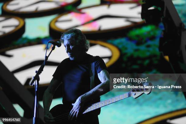 English musician and author Roger Waters performs on stage a concert of his tour "Us + Them" during Lucca Summer Festival at Prato delle Mura on July...