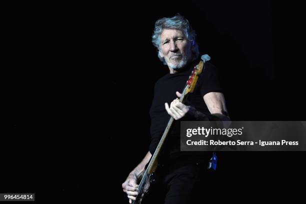 English musician and author Roger Waters performs on stage a concert of his tour "Us + Them" during Lucca Summer Festival at Prato delle Mura on July...