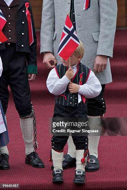 Prince Sverre Magnus of Norway attends The Children's Parade on May 17, 2010 in Asker, Norway.