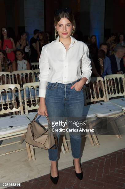 Actress Miriam Giovanelli attends the Juan Vidal show at Mercedes Benz Fashion Week Madrid Spring/ Summer 2019 on July 11, 2018 in Madrid, Spain.