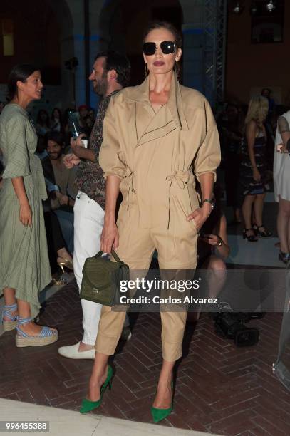 Model Nieves Alvarez attends the Juan Vidal show at Mercedes Benz Fashion Week Madrid Spring/ Summer 2019 on July 11, 2018 in Madrid, Spain.