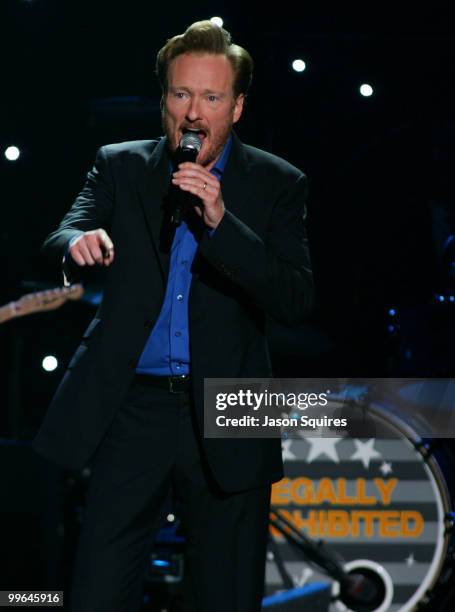 Comedian Conan O'Brien performs at The Midland by AMC on May 16, 2010 in Kansas City, Missouri.