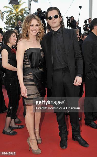 Actress Emilie Dequenne and singer Benjamin Biolay attend the premiere of 'Biutiful' held at the Palais des Festivals during the 63rd Annual...