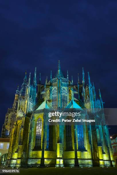 saint vitus' cathedral in prague, czech republic - stained glass czech republic stock pictures, royalty-free photos & images