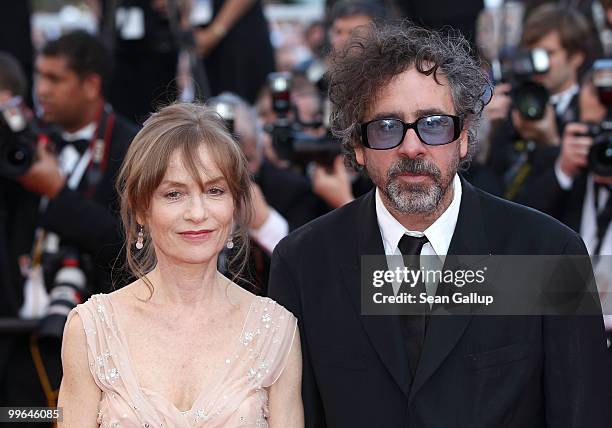 Actress Isabelle Huppert and Cannes President Tim Burton attends "Biutiful" Premiere at the Palais des Festivals during the 63rd Annual Cannes Film...