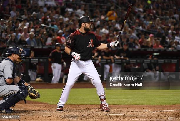 Steven Souza Jr of the Arizona Diamondbacks gets ready in the batters box against the San Diego Padres at Chase Field on July 7, 2018 in Phoenix,...