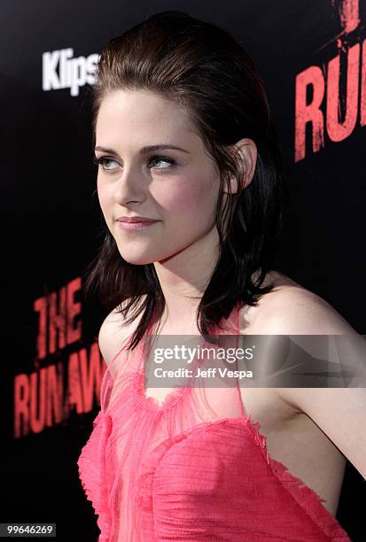 Actress Kristen Stewart arrives at the Los Angeles Premiere of The Runaways presented by Apparition and KLIPSCH at ArcLight Cinemas Cinerama Dome on...