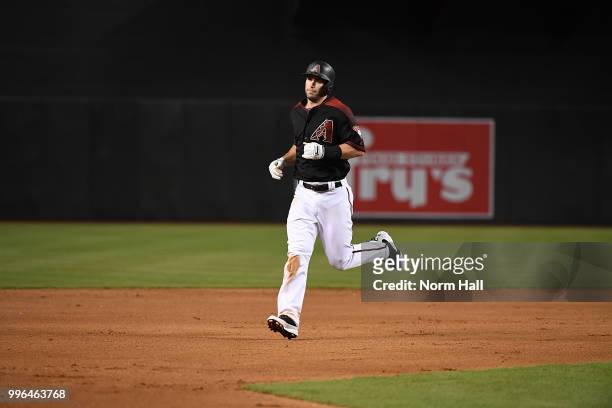 Paul Goldschmidt of the Arizona Diamondbacks rounds the bases after hitting a three run home run during the fourth inning against the San Diego...