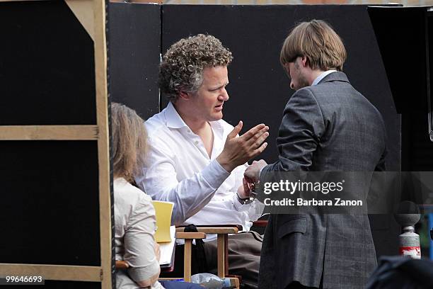 Director Florian Henckel von Donnersmarck with the actor Julien Baumgartner on location for the movie "The Tourist", at Piazza Ferretto on May 17,...