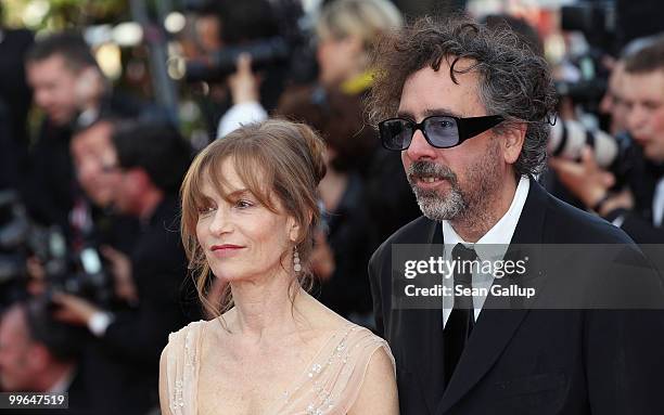 Actress Isabelle Huppert and Cannes President Tim Burton attend "Biutiful" Premiere at the Palais des Festivals during the 63rd Annual Cannes Film...
